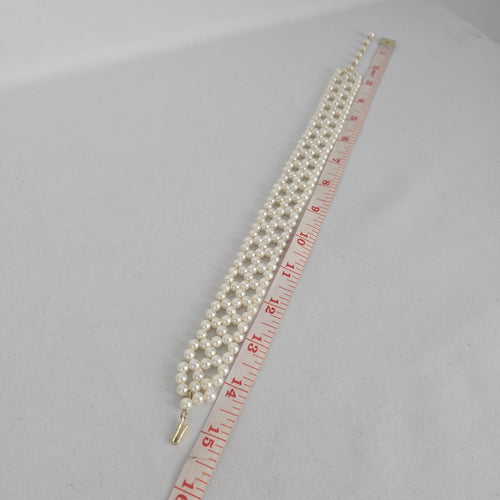 Vintage Faux Pearl Multi-Strand Choker Necklace