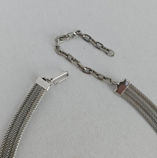 Vintage Multi-Strand Mesh Choker with Vitrail Crystal Marquise Pendant
