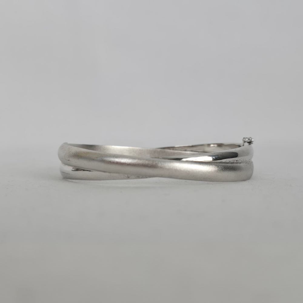 Sterling Silver Crossover Wave Hinged Bangle Bracelet