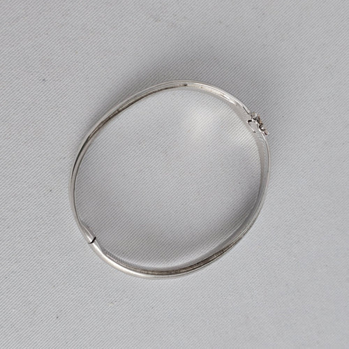 Sterling Silver Crossover Wave Hinged Bangle Bracelet