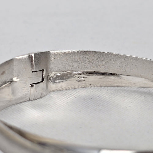 Sterling Silver Crossover Wave Hinged Bangle Bracelet