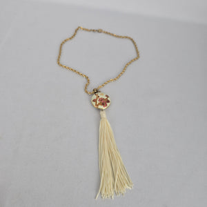 Vintage Cloisonné Plum Blossom Tassel Pendant Necklace