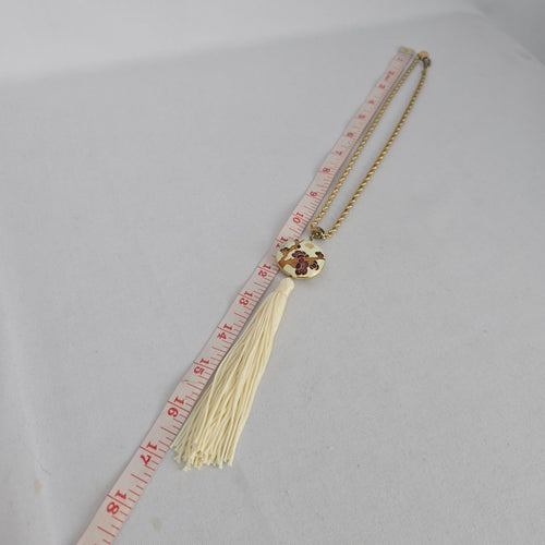 Vintage Cloisonné Plum Blossom Tassel Pendant Necklace