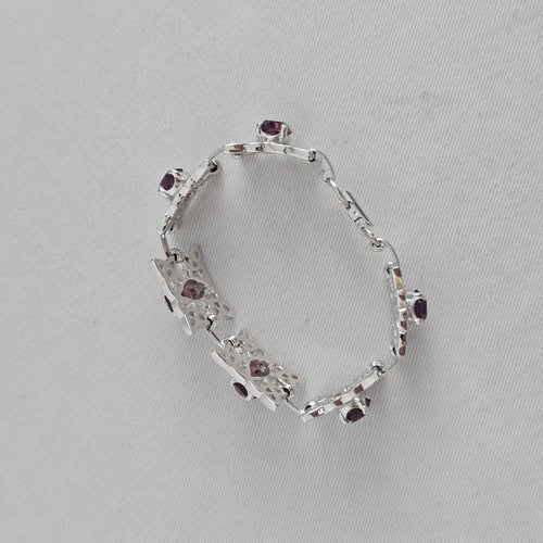 Vintage Celtic Trinity Knot Link Bracelet, Amethyst-Colored Stones