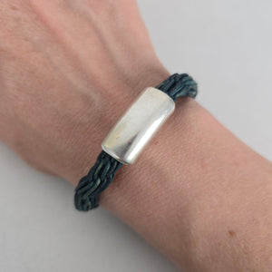 CANOE Braided Dark Green Cord Silver Tone Magnetic Clasp Bracelet