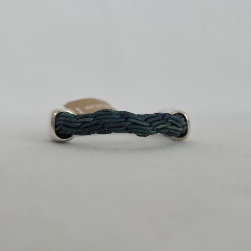 CANOE Braided Dark Green Cord Silver Tone Magnetic Clasp Bracelet
