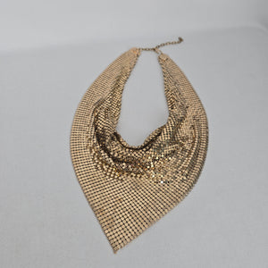 Vintage Gold Mesh Cascading Bib Necklace