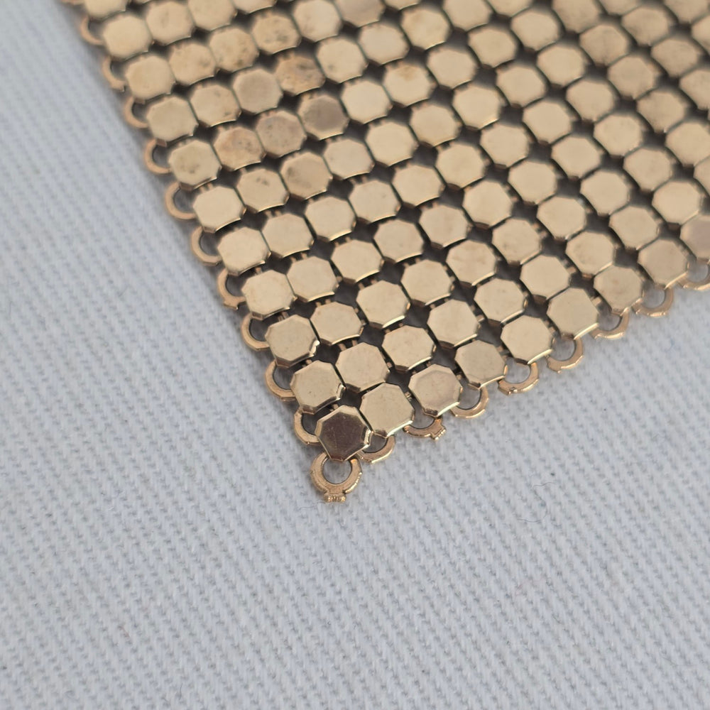 Vintage Gold Mesh Cascading Bib Necklace