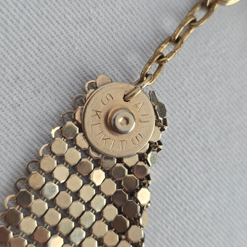 Gold Tone Metal Mesh Bib Necklace