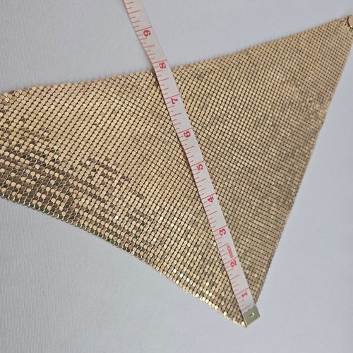 Gold Tone Metal Mesh Bib Necklace