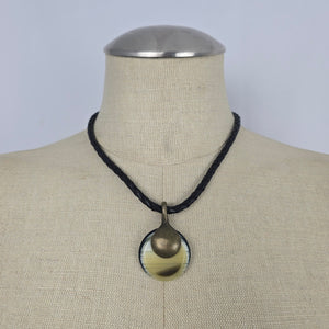 Vintage Italian Black Braided Cord Pendant Necklace