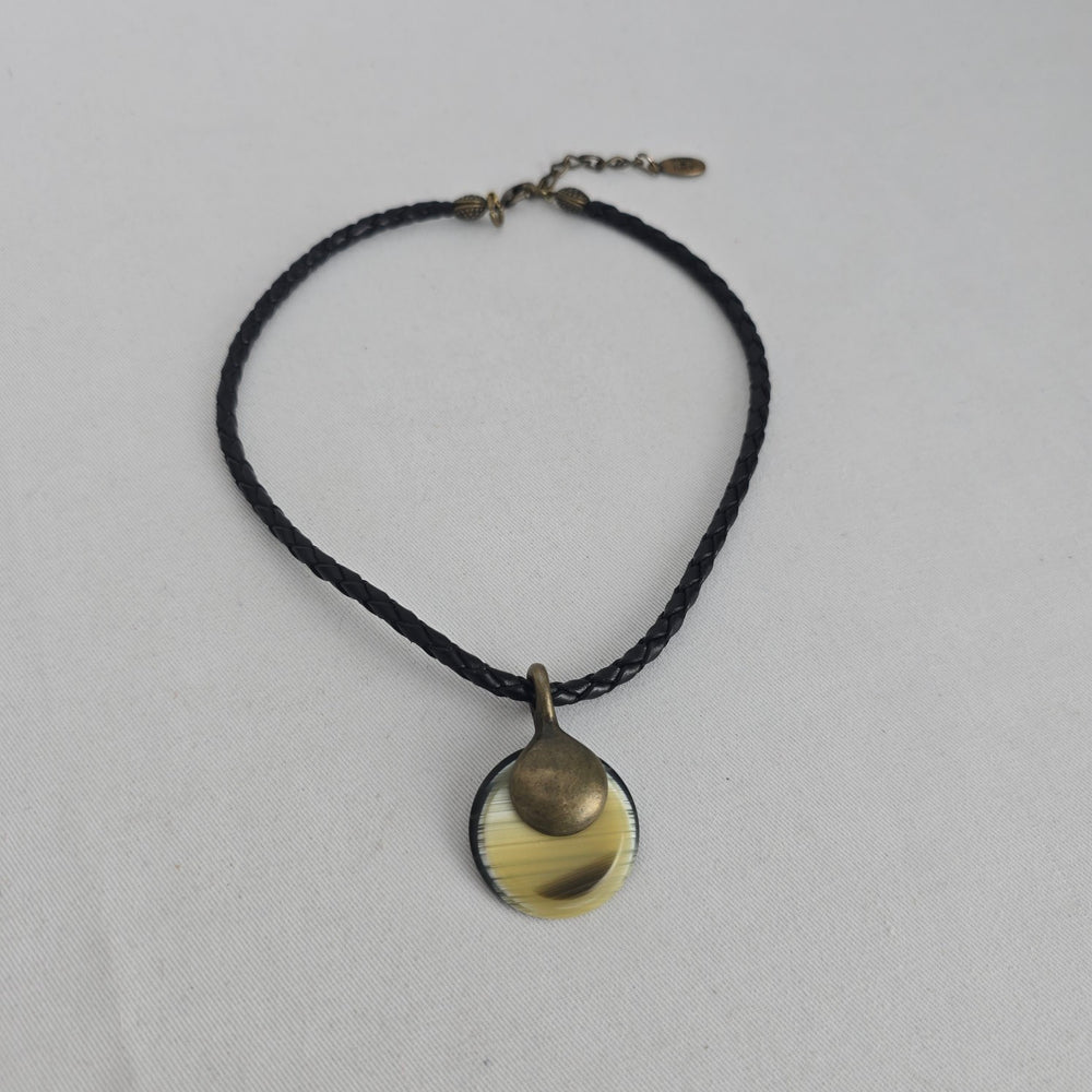 Vintage Italian Black Braided Cord Pendant Necklace