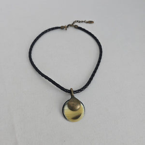 Vintage Italian Black Braided Cord Pendant Necklace
