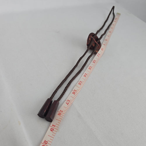 Vintage Korean Hahoe Mask Bolo Tie with Carved Wooden Mask