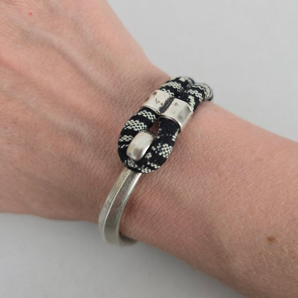 Canoe Black & White Woven Cuff Bracelet