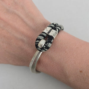 Canoe Black & White Woven Cuff Bracelet