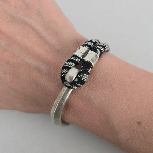 Canoe Black & White Woven Cuff Bracelet