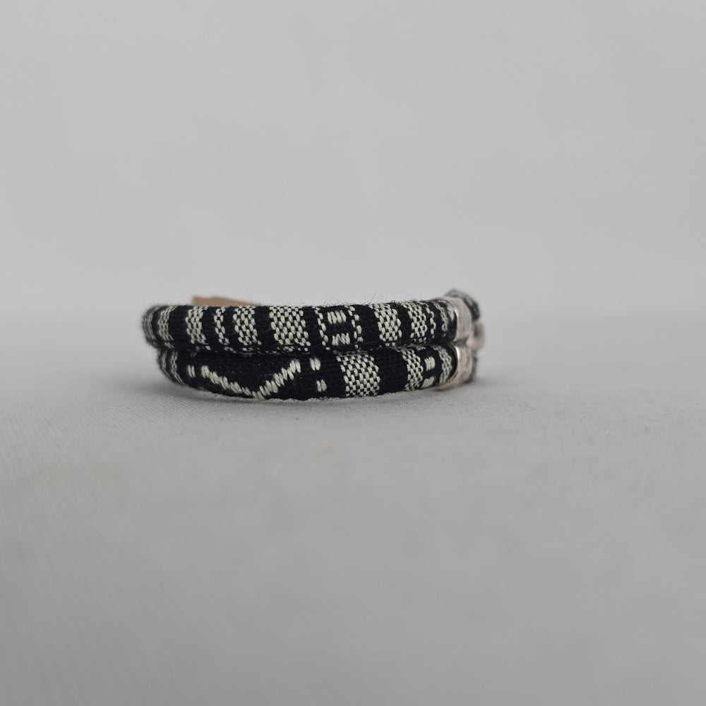 Canoe Black & White Woven Cuff Bracelet