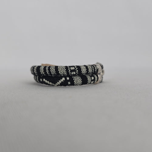 Canoe Black & White Woven Cuff Bracelet