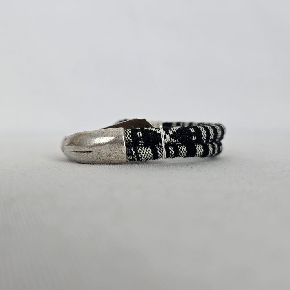 Canoe Black & White Woven Cuff Bracelet