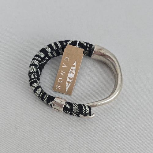 Canoe Black & White Woven Cuff Bracelet