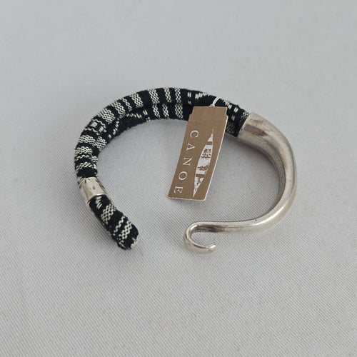Canoe Black & White Woven Cuff Bracelet