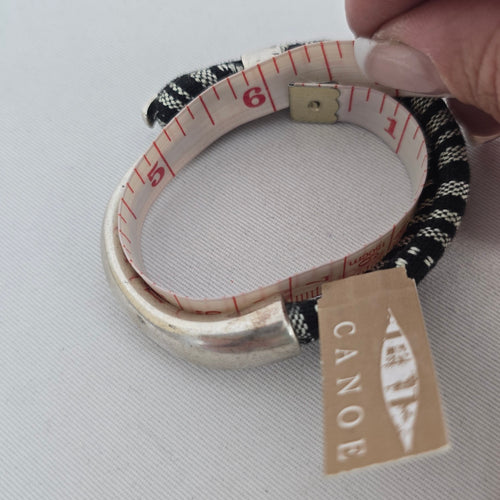 Canoe Black & White Woven Cuff Bracelet
