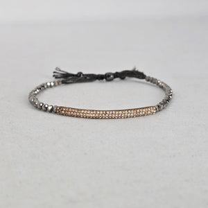 Stella & Dot Gold Tone Pavé Bar Beaded Adjustable Bracelet