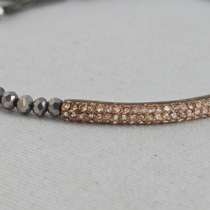 Stella & Dot Gold Tone Pavé Bar Beaded Adjustable Bracelet