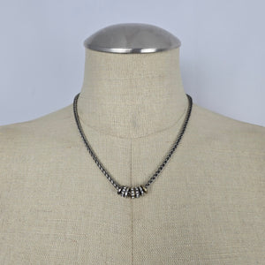 Fossil Silver Tone Mixed Metal Crystal Bead Charm Necklace