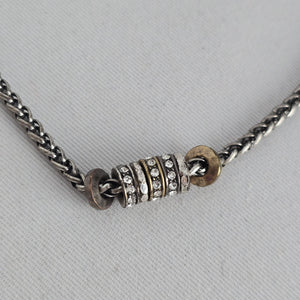 Fossil Silver Tone Mixed Metal Crystal Bead Charm Necklace