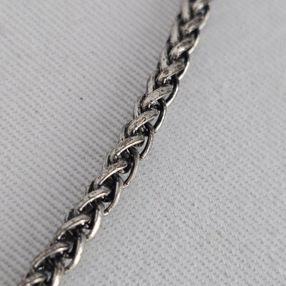 Fossil Silver Tone Mixed Metal Crystal Bead Charm Necklace