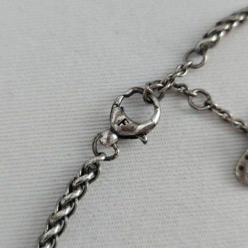 Fossil Silver Tone Mixed Metal Crystal Bead Charm Necklace