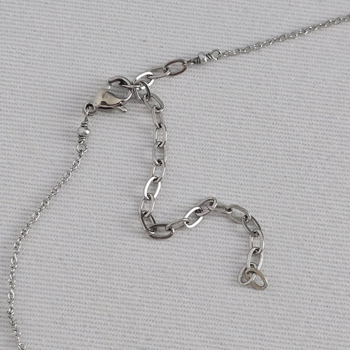 Silver Tone Faux Pearl & Crystal Pendant Necklace