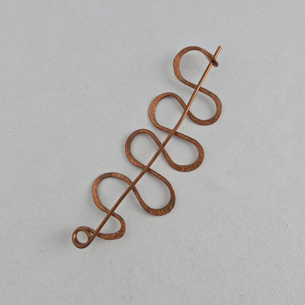 Vintage Copper Tone Loop Design Shawl Scarf Pin Brooch