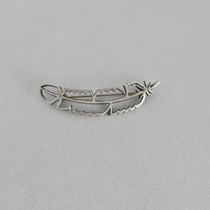 Vintage Sterling Silver 925 Openwork Feather Brooch Pin