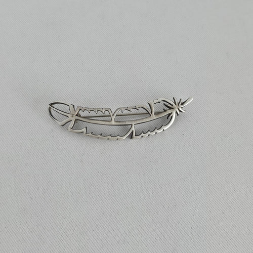 Vintage Sterling Silver 925 Openwork Feather Brooch Pin