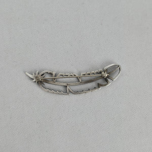 Vintage Sterling Silver 925 Openwork Feather Brooch Pin
