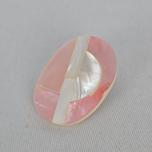 Vintage Pink & White Shell Inlay Geometric Statement Earrings