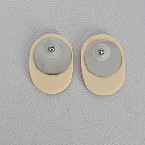 Vintage Pink & White Shell Inlay Geometric Statement Earrings