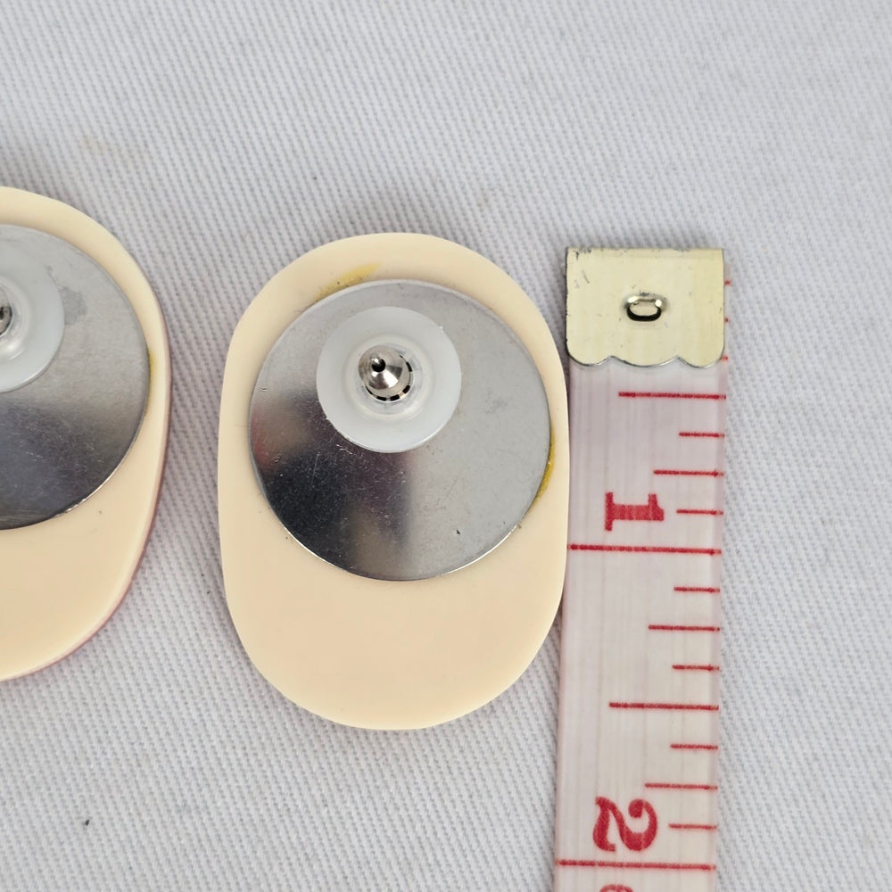 Vintage Pink & White Shell Inlay Geometric Statement Earrings