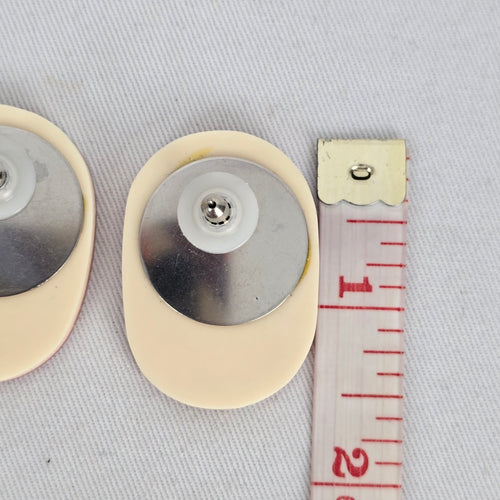 Vintage Pink & White Shell Inlay Geometric Statement Earrings
