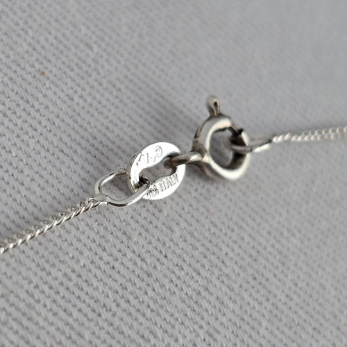 Italian Sterling Silver 925 Clear Crystal Open Heart Pendant Necklace