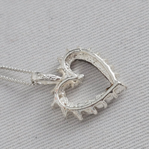 Italian Sterling Silver 925 Clear Crystal Open Heart Pendant Necklace