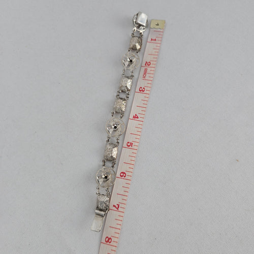 Vintage Ward Brothers Sterling Silver Scottish Thistle Link Bracelet, Citrine Glass Stones