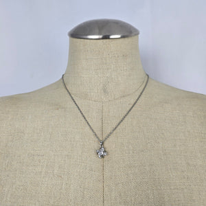 Stainless Steel Clear Crystal Bow Pendant Necklace