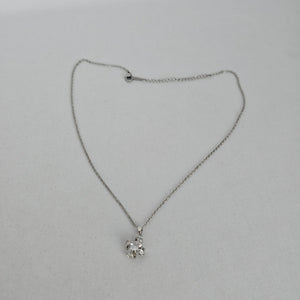 Stainless Steel Clear Crystal Bow Pendant Necklace