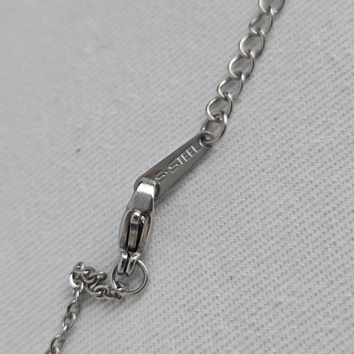 Stainless Steel Clear Crystal Bow Pendant Necklace