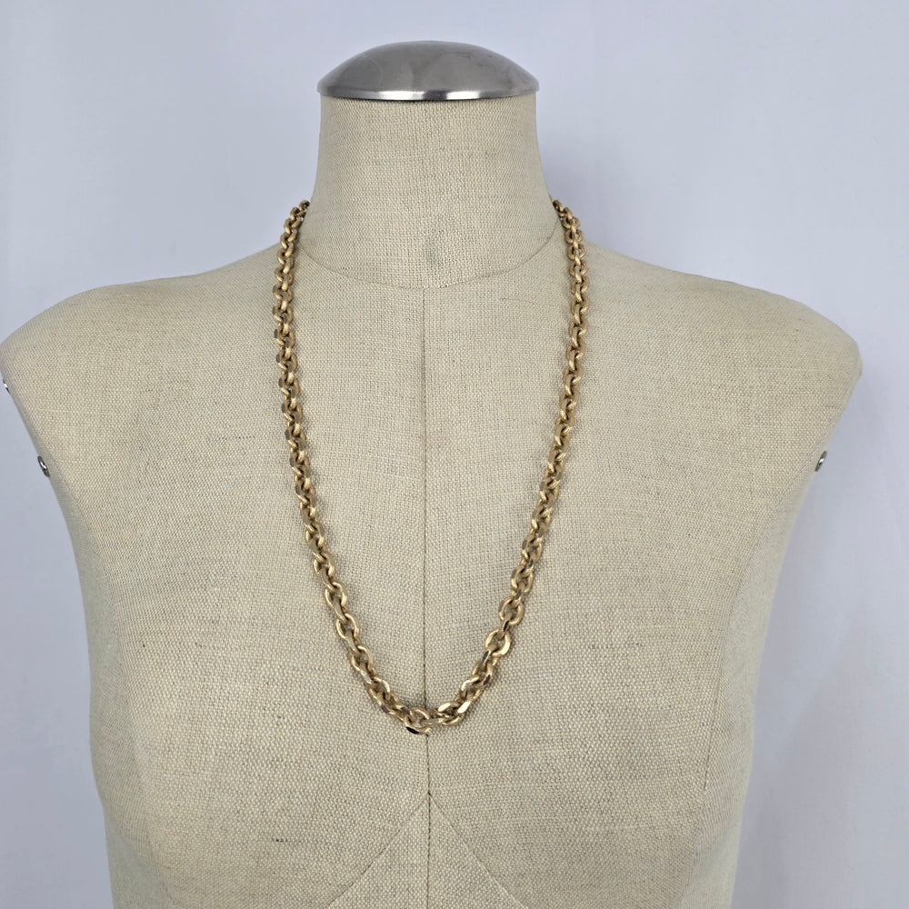 Vintage Whiting & Davis Gold Tone Textured Link Chain Necklace