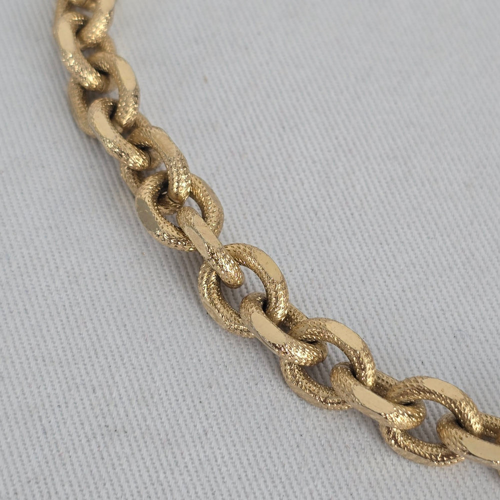Vintage Whiting & Davis Gold Tone Textured Link Chain Necklace